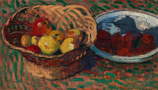 Cuno Amiet (1868 – 1961) Stillleben mit Äpfeln und Tomaten, 1892 Öl auf Holz, 34 x 60 cm, Inv. 18